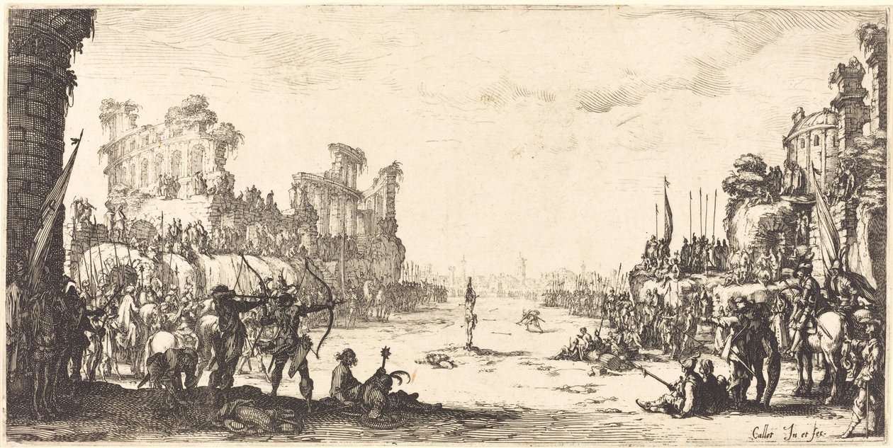 Nyilak megpróbáltatása (Szent Sebastian) alkotó: Jacques Callot