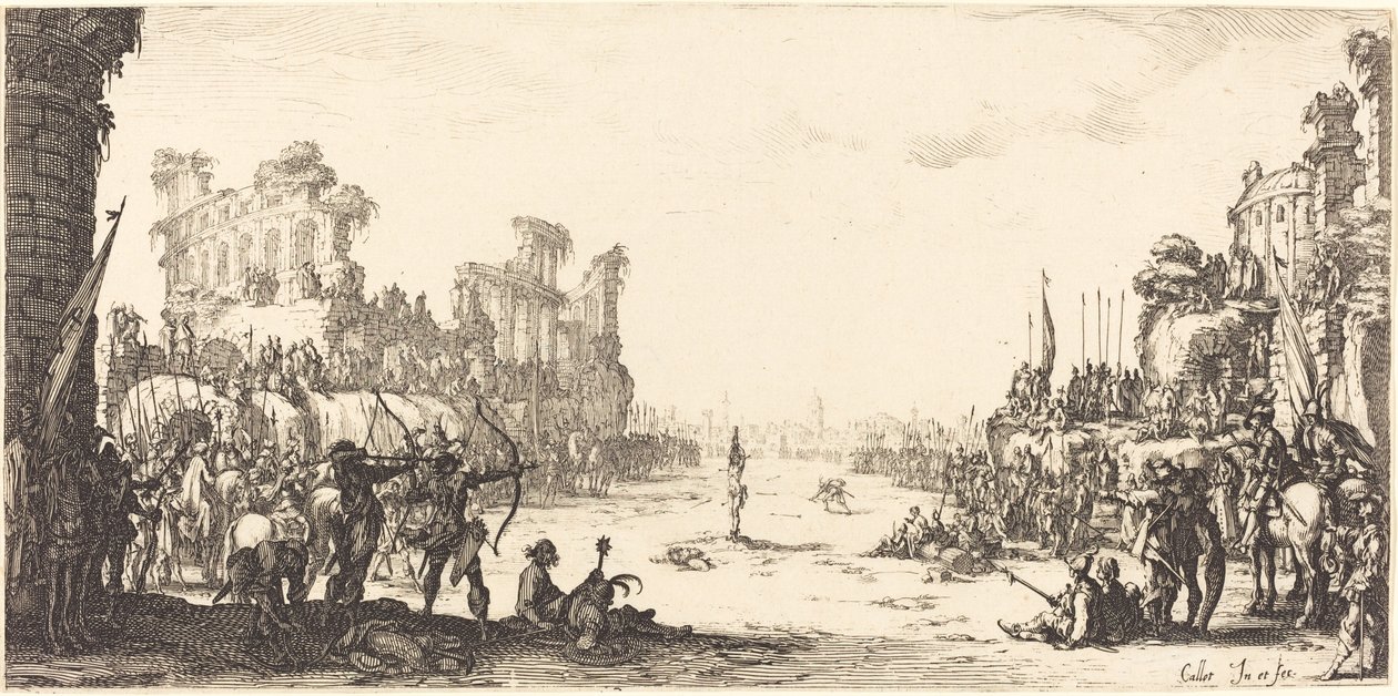 Nyilak megpróbáltatása (Szent Sebastian) alkotó: Jacques Callot