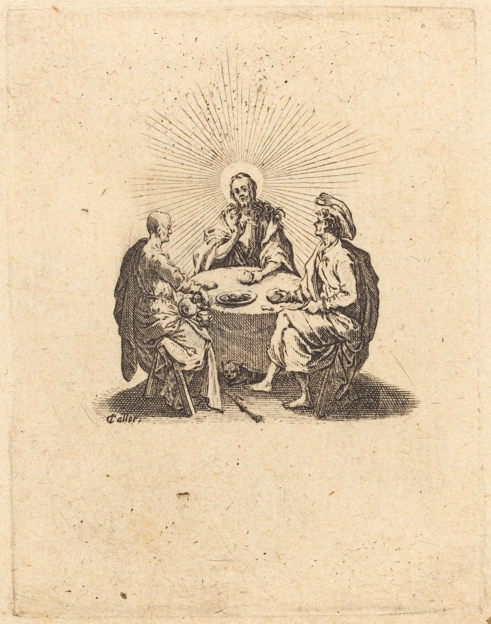 Vacsora Emmausban, 1618. alkotó: Jacques Callot