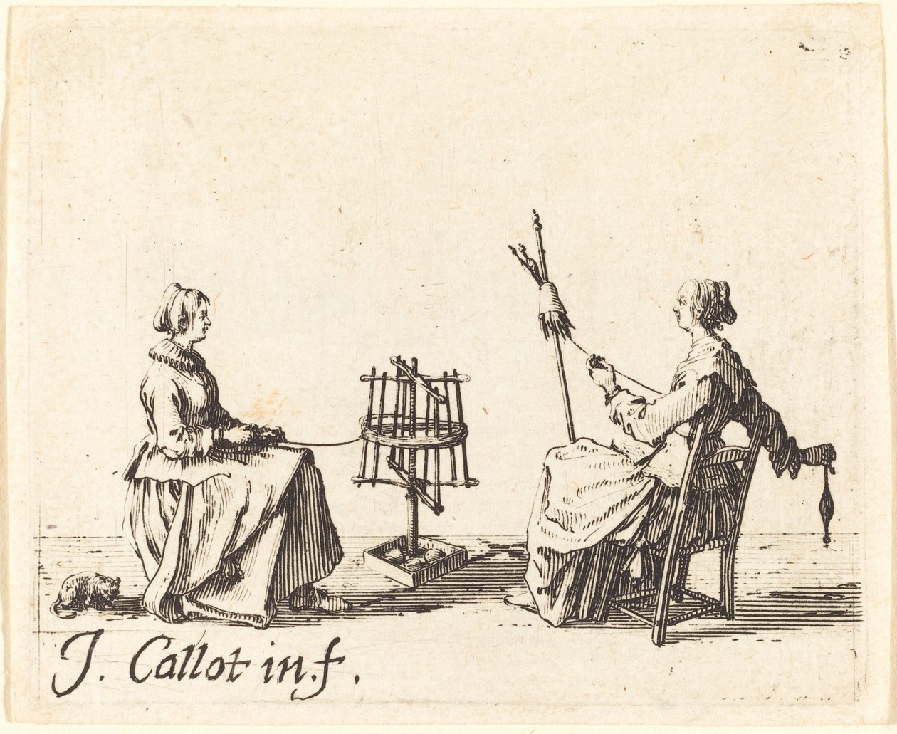 A tekercs és a fonó c. 1623. alkotó: Jacques Callot