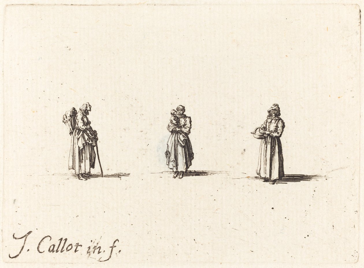 Három nő, egy gyermeket tart alkotó: Jacques Callot