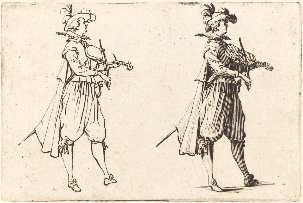 Hegedűművész, c. 1622. alkotó: Jacques Callot