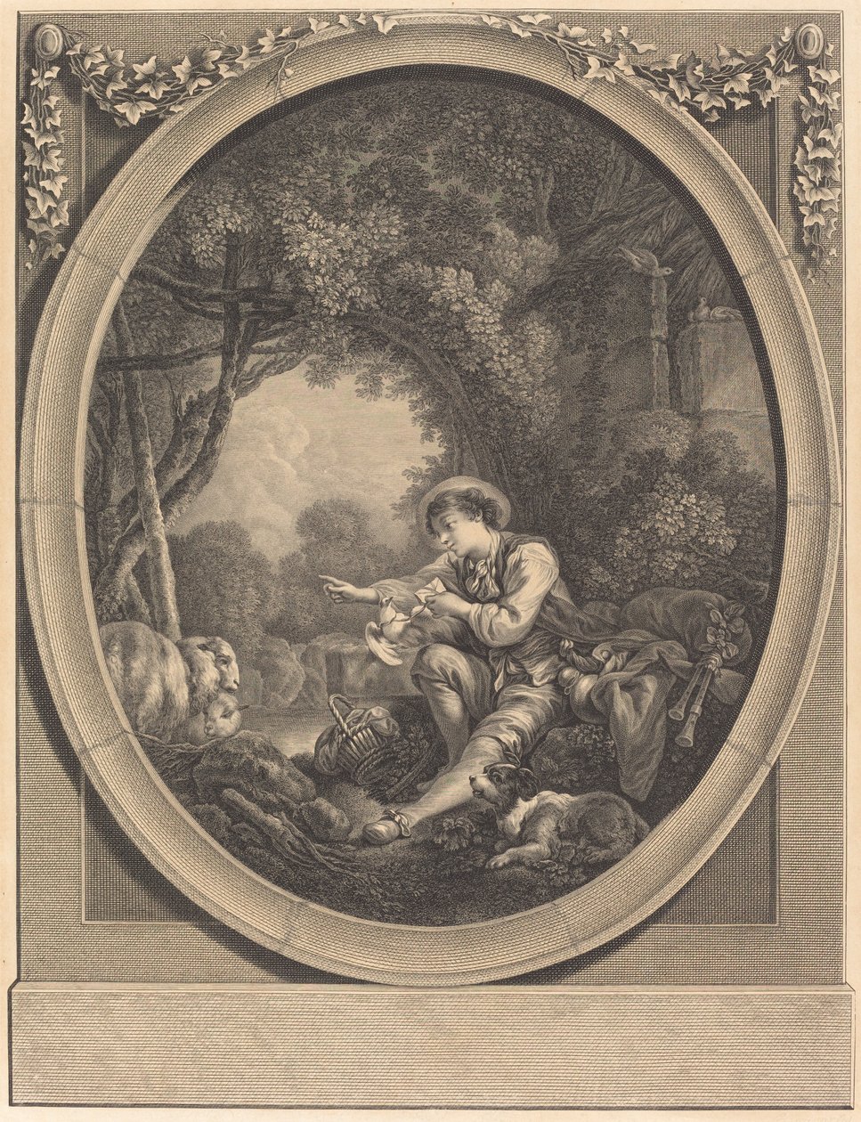 A futár indulása alkotó: Jacques Firmin Beauvarlet after François Boucher