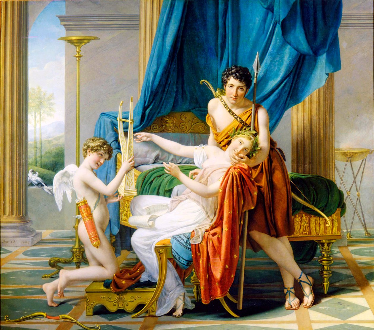 Sappho, Phaon és Cupido, 1809. alkotó: Jacques Louis David