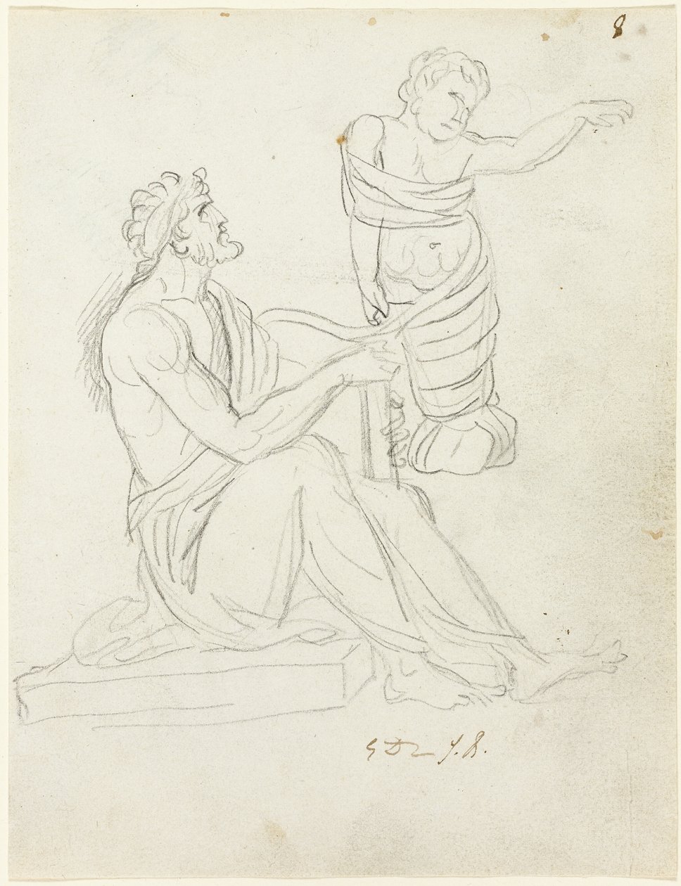 Ülő férfi és bepólyált baba alkotó: Jacques Louis David