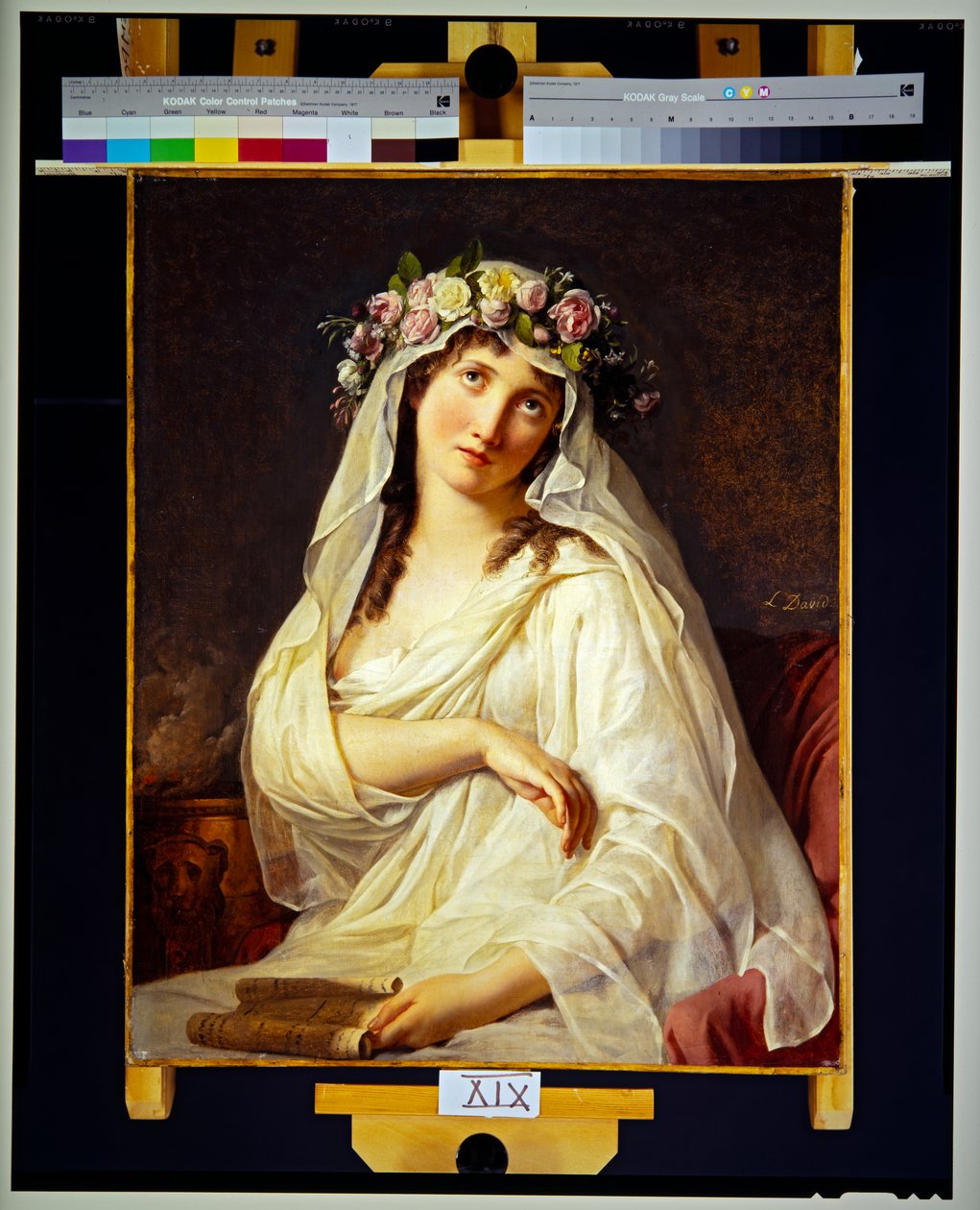 Vestal virágokkal megkoronázva (vászon) alkotó: Jacques Louis David