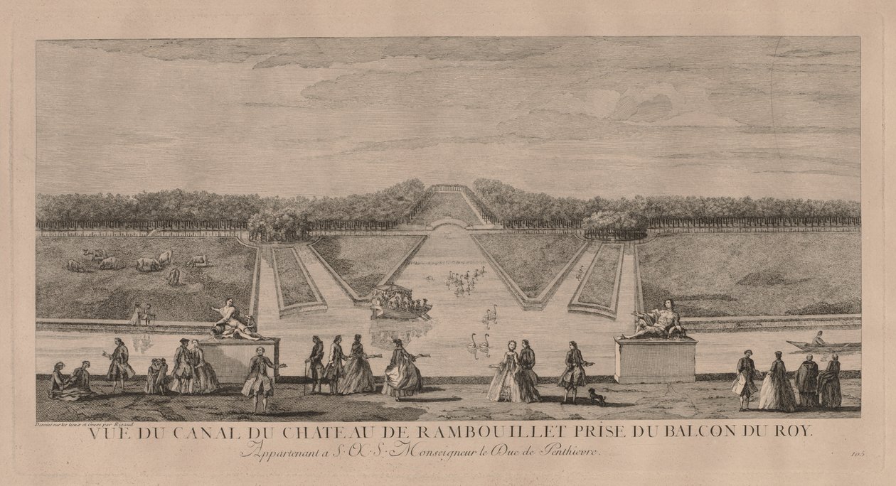 A Rambouillet-i kastély a csatornától. alkotó: Jacques Rigaud
