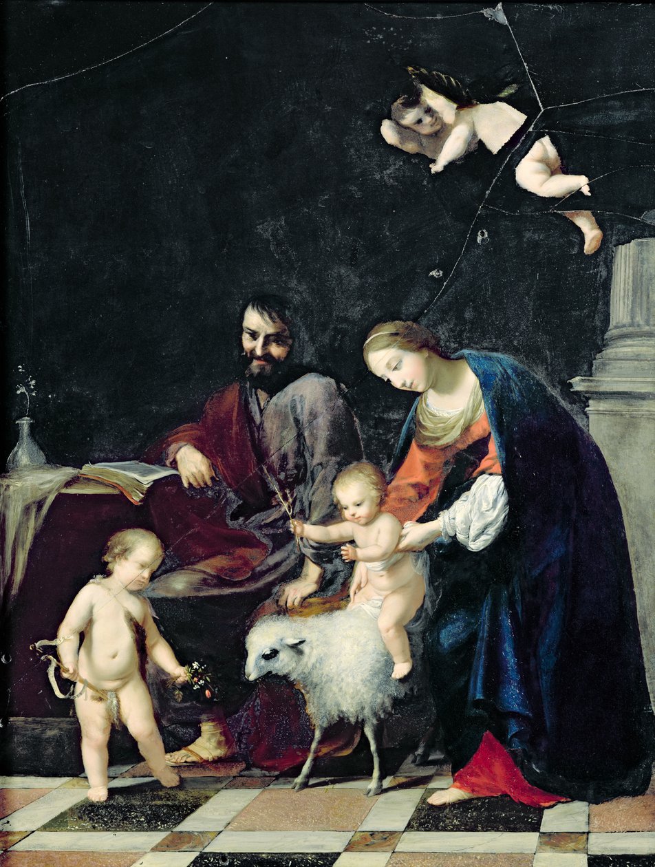 A Szent Család (olaj a márványon) alkotó: Jacques Stella