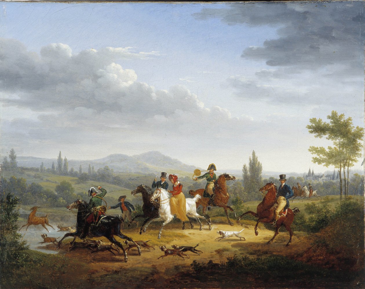 A szarvasvadászat (olaj, vászon) alkotó: Jacques Swebach Desfontaines