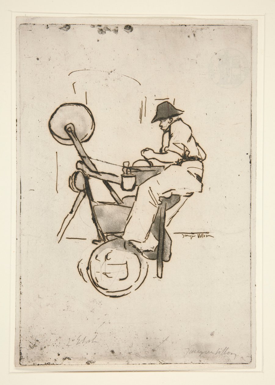 Le r?mouleur (A késdaráló) alkotó: Jacques Villon