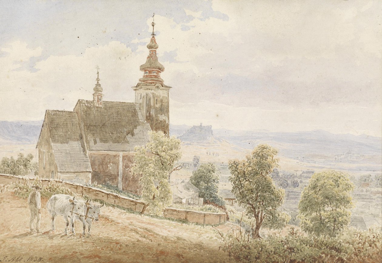 Kilátás a szepesi várra Szlovákiában, a templomkert és a katedrális előtt alkotó: Jakob Alt