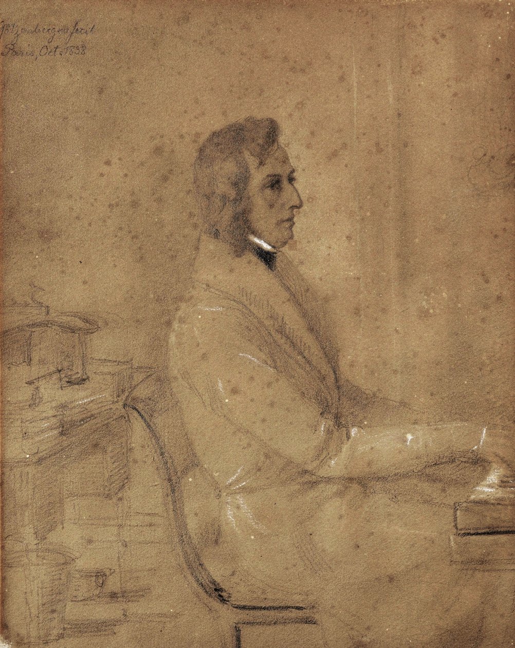 Fryderyk Chopin a zongoránál. alkotó: Jakob Götzenberger