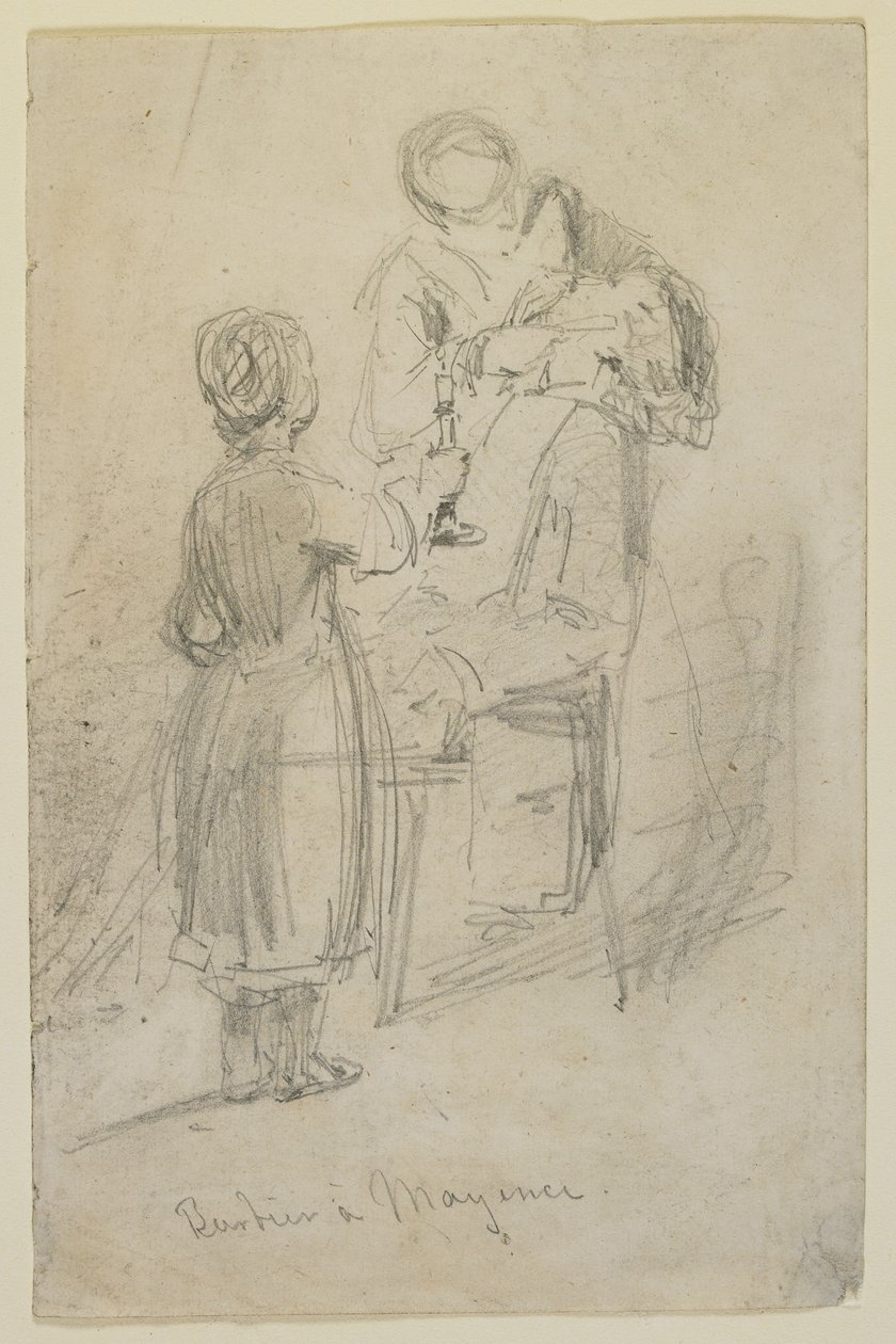 Borbély Mayence-ben, 1858 (ceruza törtfehér szőtt papíron) alkotó: James Abbott McNeill Whistler