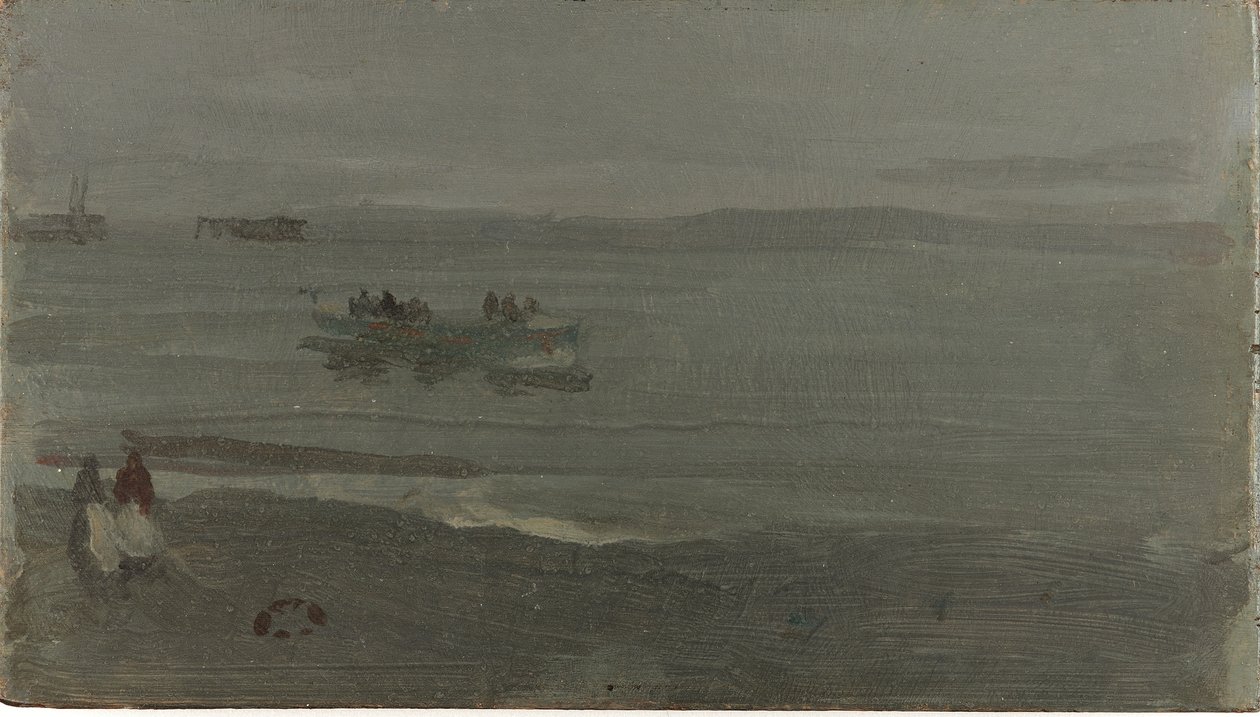 Kék és ezüst – csónak belépő Pourville-be, 1899 (olaj, falemez) alkotó: James Abbott McNeill Whistler