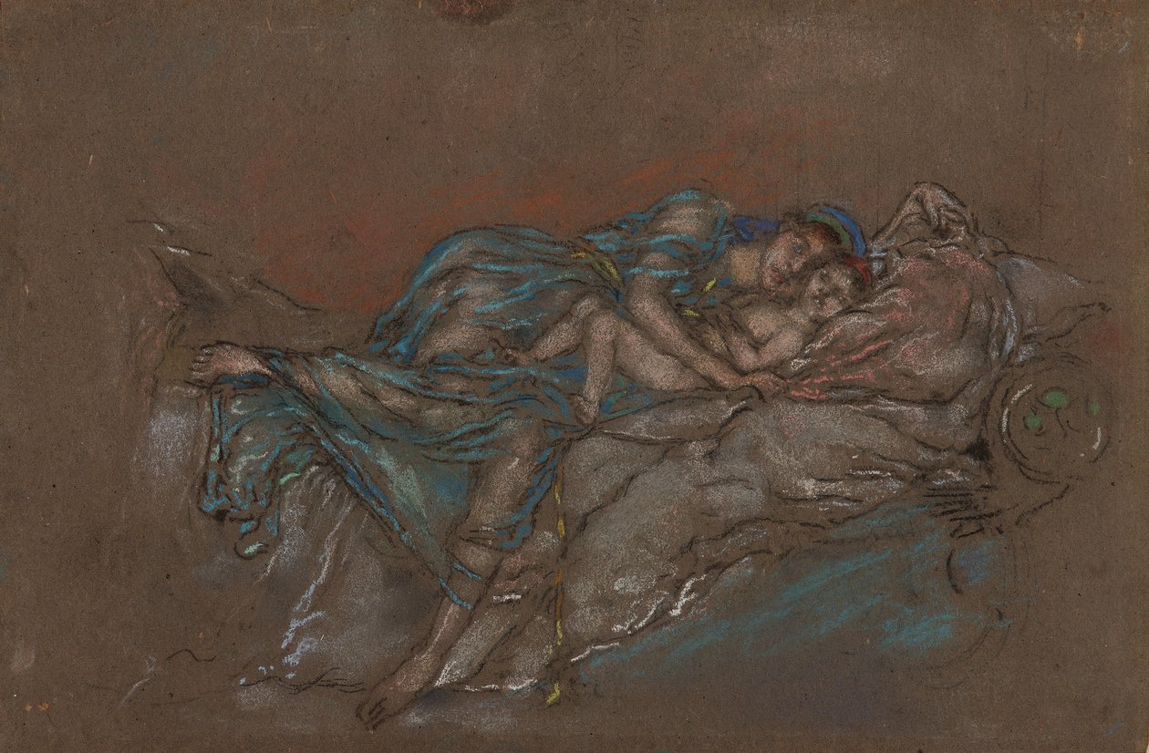 Anya és gyermeke – The Pearl, 189092 (kréta és pasztell szürke papíron) alkotó: James Abbott McNeill Whistler