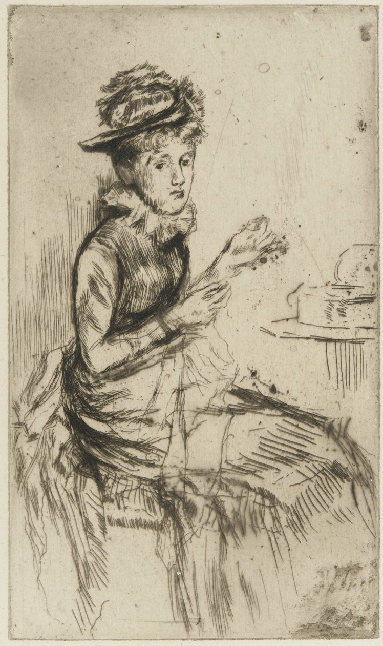Tatting (talán Lizzie Dawson) 1873 körül (szárazpont papíron) alkotó: James Abbott McNeill Whistler