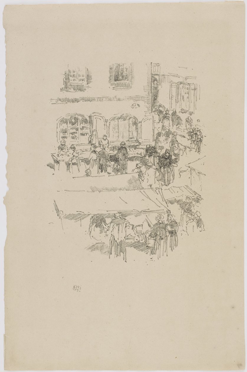The Market-place, Vitre, 1893 (litho papíron) alkotó: James Abbott McNeill Whistler