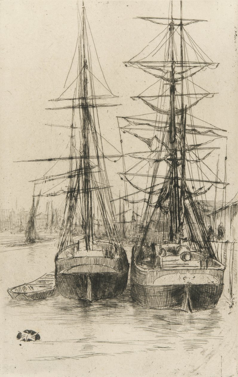 Két hajó, 1875 (rézkarc papírra) alkotó: James Abbott McNeill Whistler