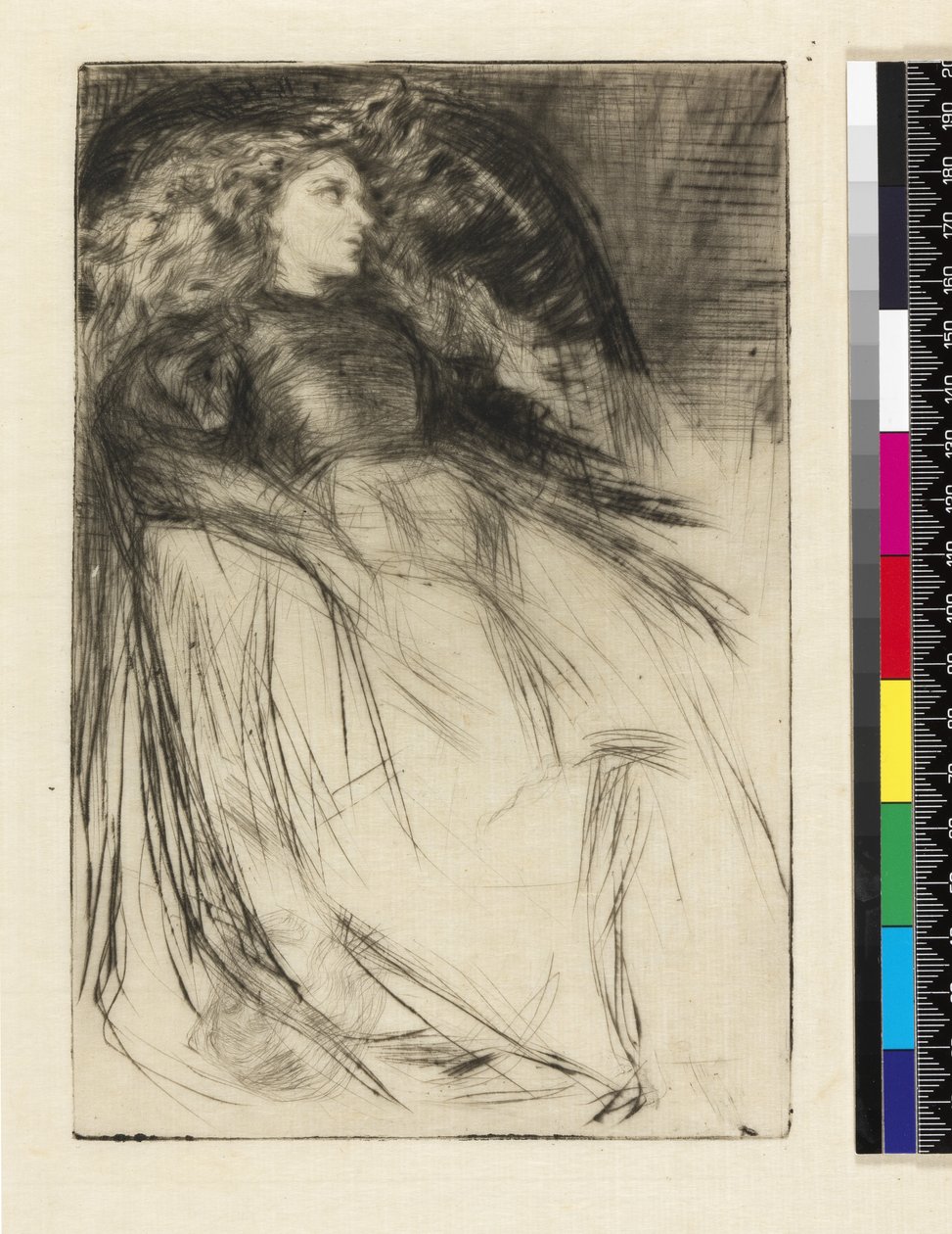 Fáradtan, 1863 (száraztű és szénnel írt tus, papír) alkotó: James Abbott McNeill Whistler