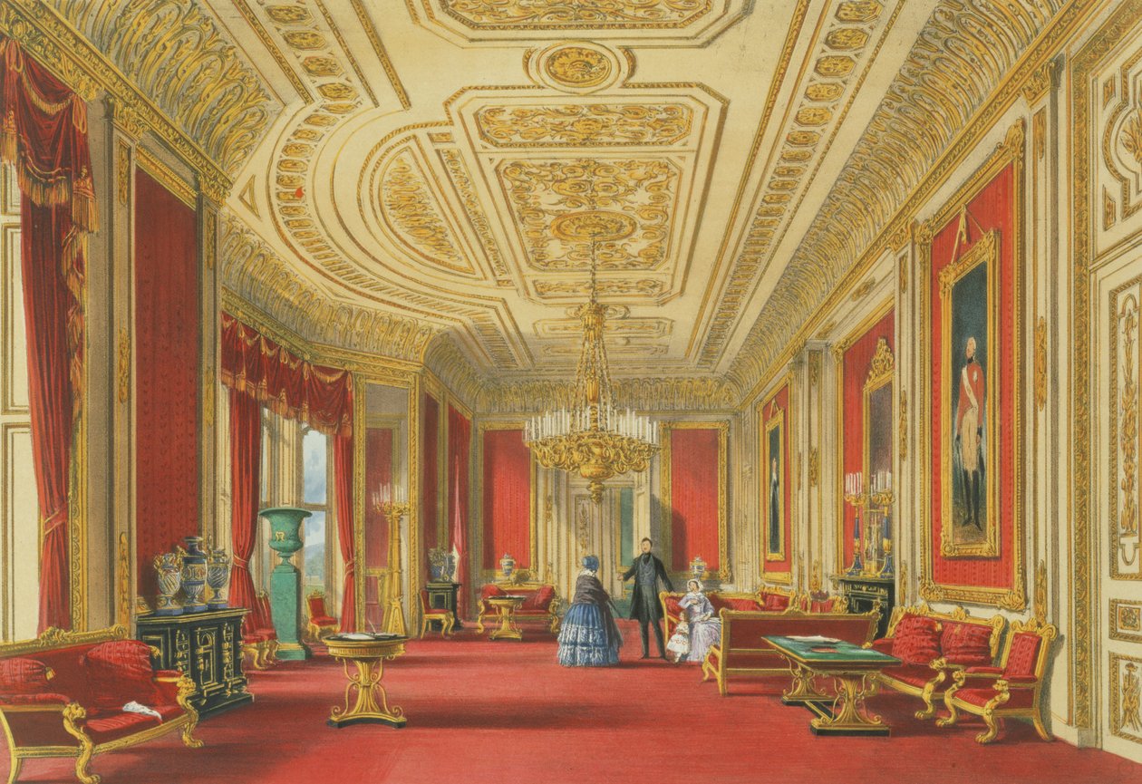 The Crimson Drawing Room, Windsor Castle, 1838 (chromolitho) alkotó: James Baker Pyne