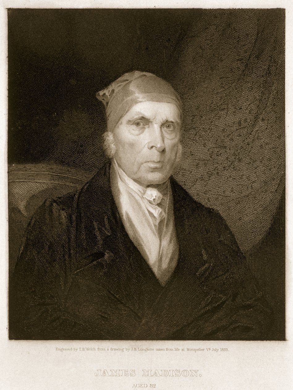 James Madison 82 éves, metszett Thomas B. Welch (1814-74) alkotó: James Barton Longacre
