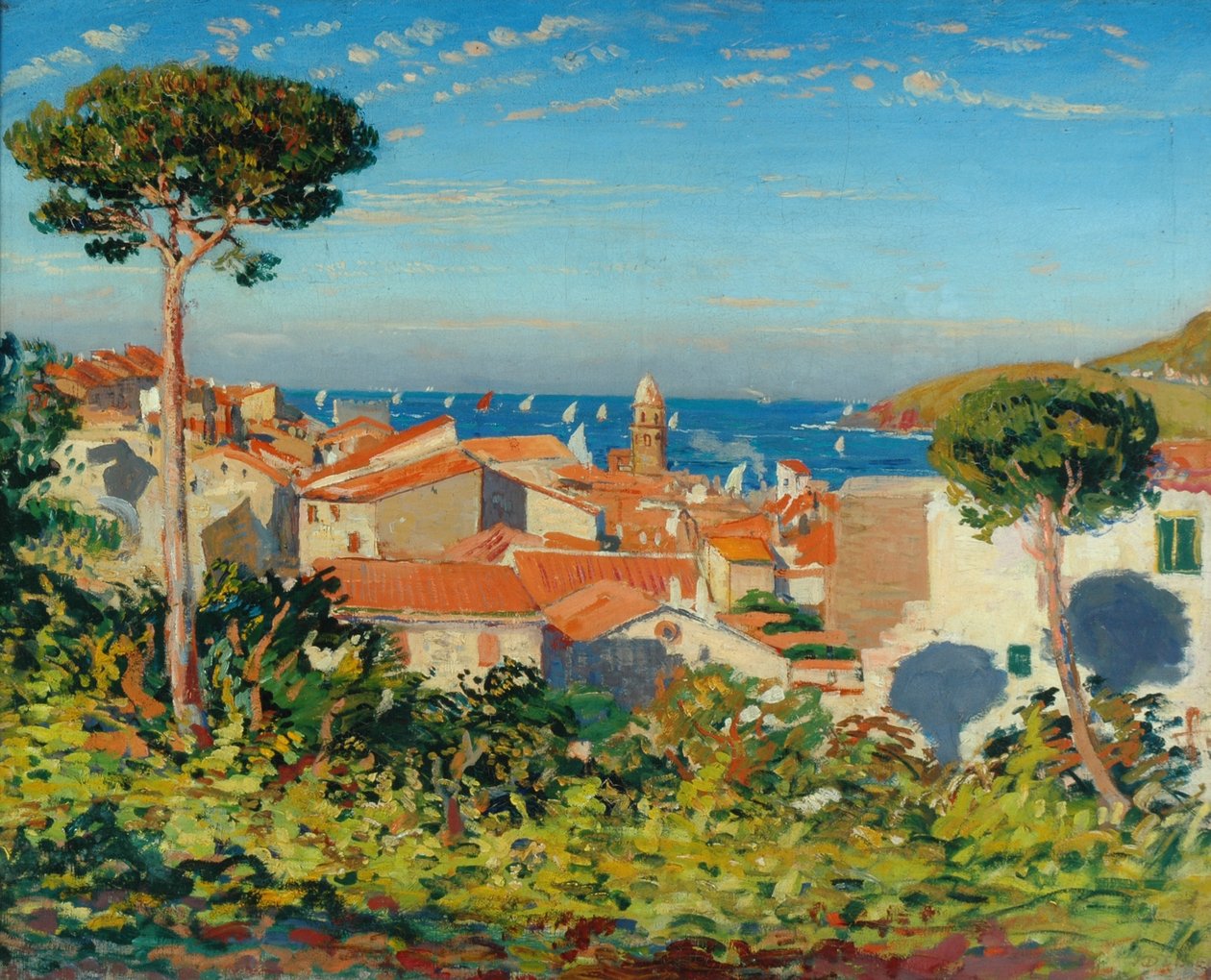 Collioure városa, 1908 körül alkotó: James Dickson Innes