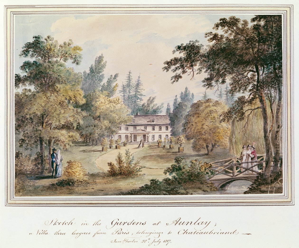 Vázlat az aulnayi kertekben, 1817 alkotó: James Forbes