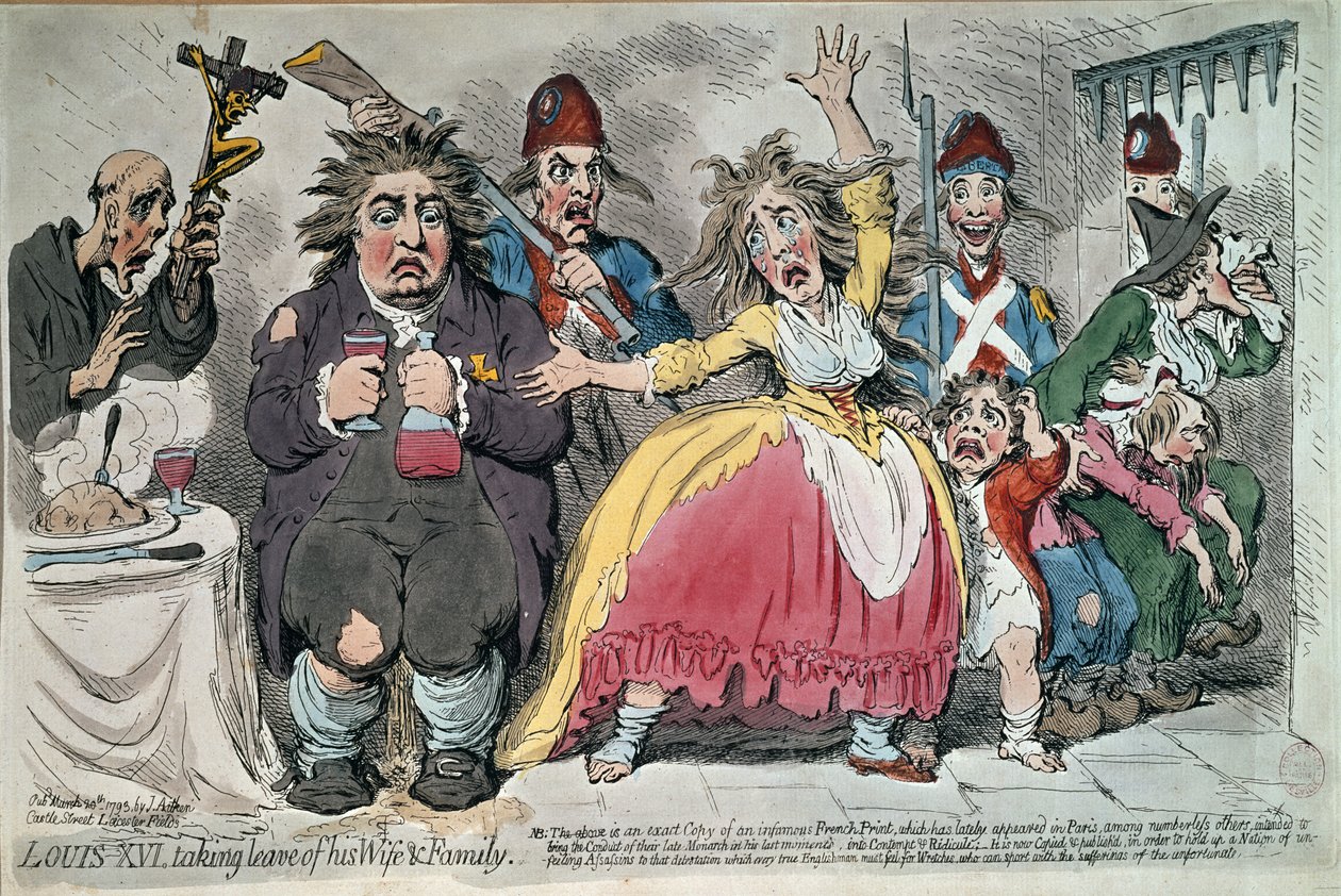 XVI. Lajos (1754-93) búcsút vesz feleségétől és családjától, 1793 alkotó: James Gillray