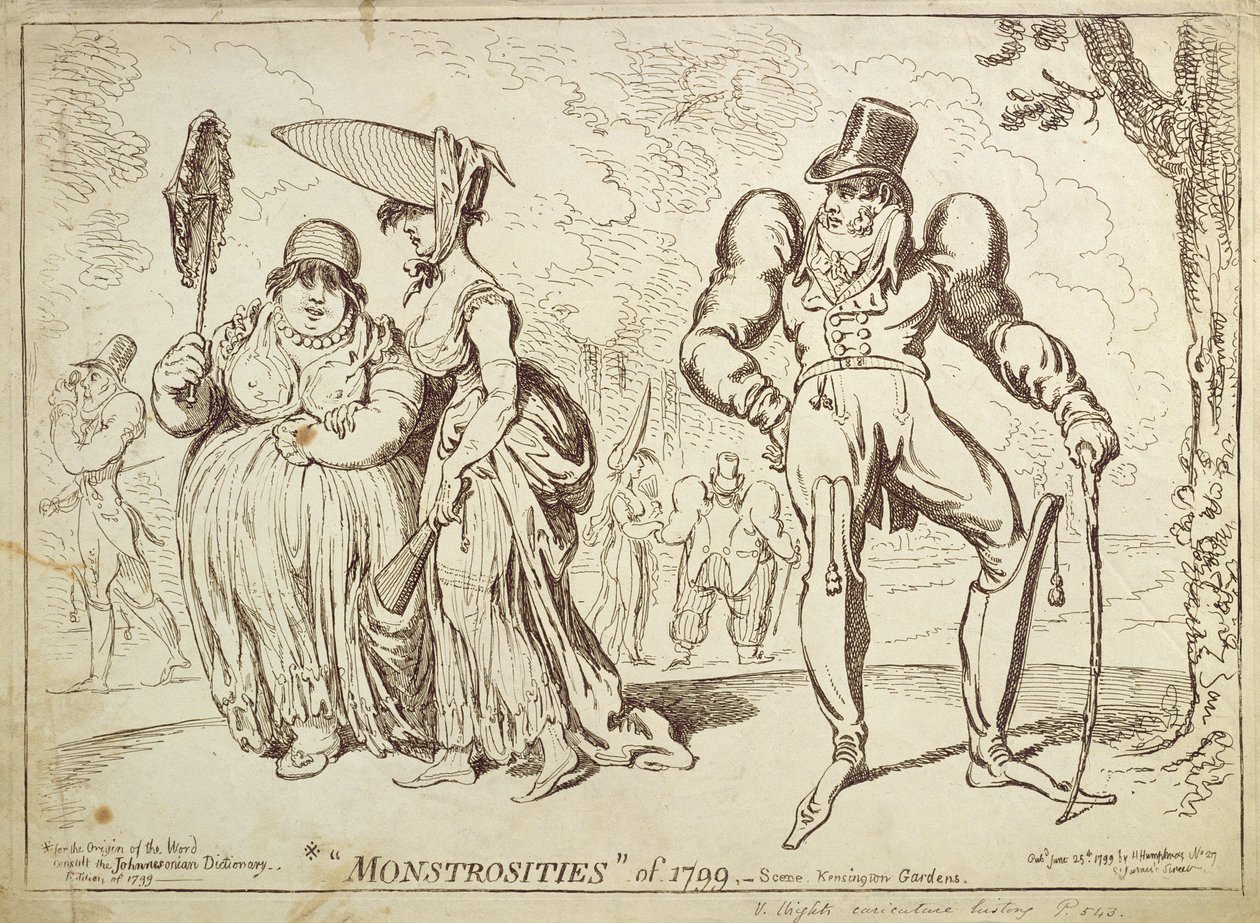 Az 1799-es szörnyek, avagy Jelenet a Kensington Gardensben, Hannah Humphrey adta ki 1799-ben alkotó: James Gillray
