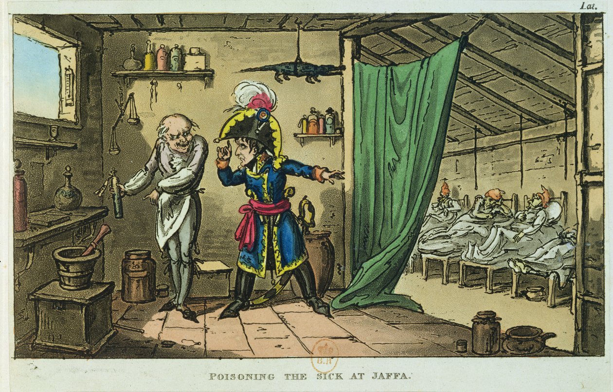 Bonaparte Napóleon (1769-1821) megmérgezi a betegeket Jaffában, 1799 alkotó: James Gillray