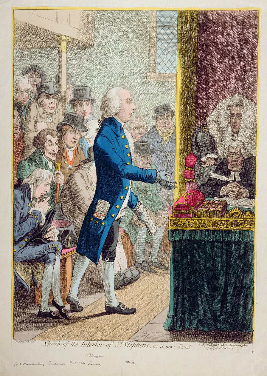 Vázlat a Szent István-templom jelenlegi állapotáról, Hannah Humphrey adta ki 1802-ben (kézzel színezett metszet, metszet) alkotó: James Gillray
