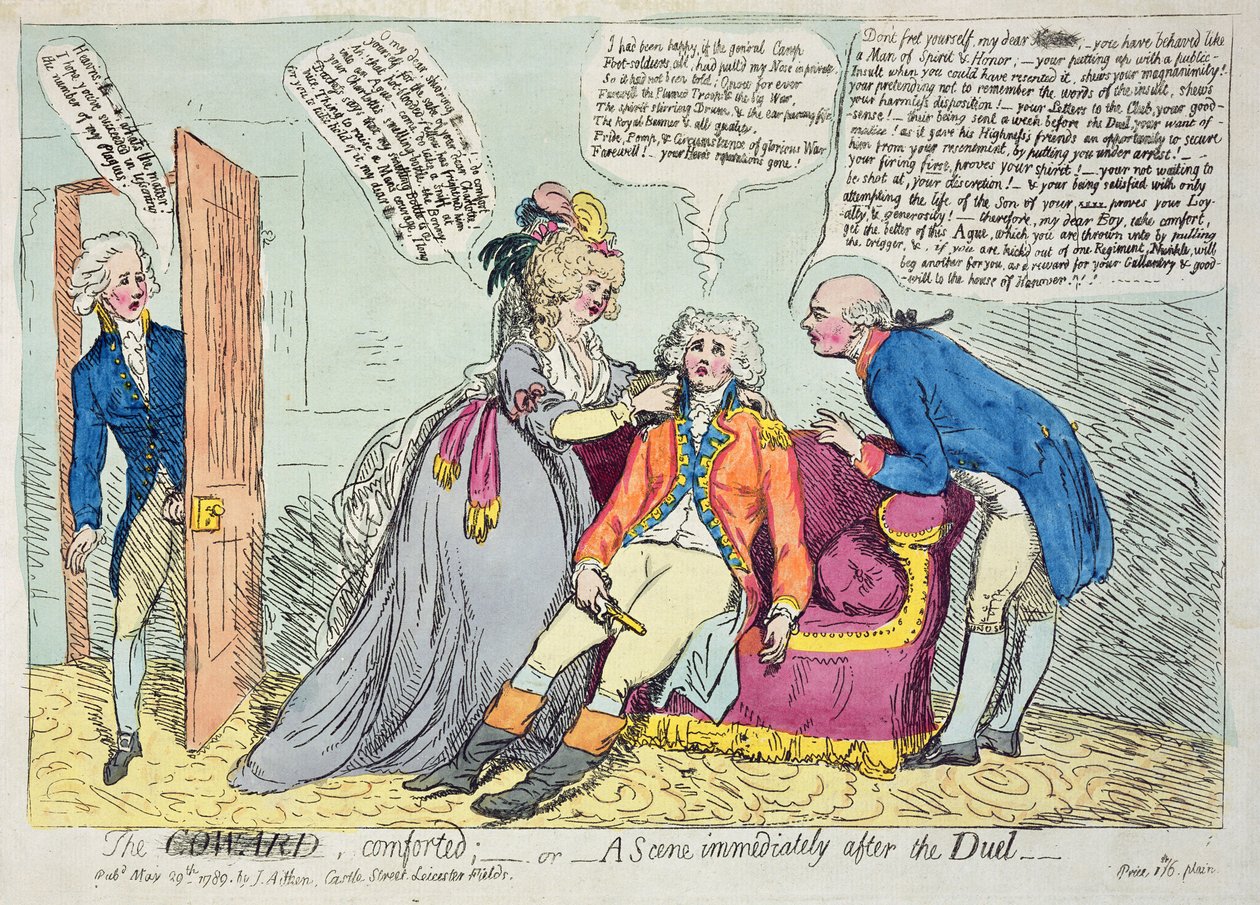 The Coward Compeded, kiadó: James Aitken, 1789 alkotó: James Gillray