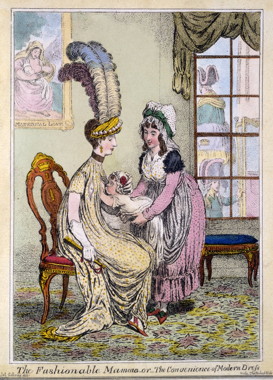 The Fashionable Mamma, avagy A modern ruha kényelme, pub. London 1796-ban (kézzel színezett metszet) alkotó: James Gillray