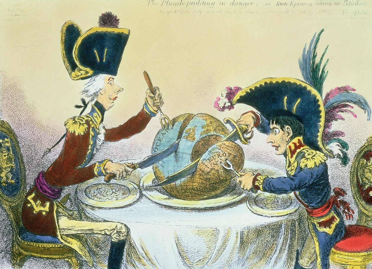 A szilvapuding veszélyben, 1805 (színes metszet) alkotó: James Gillray