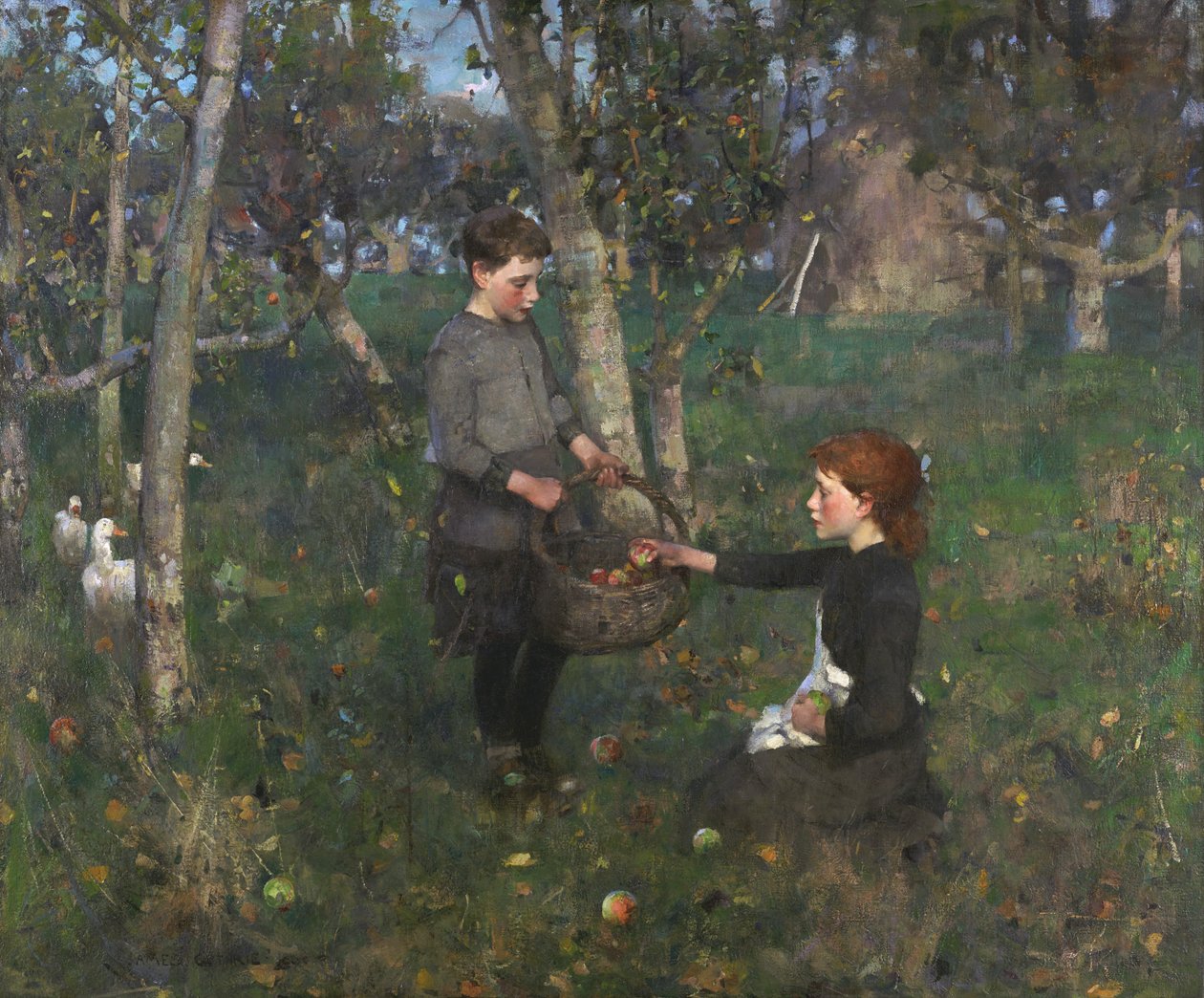 A gyümölcsösben alkotó: James Guthrie