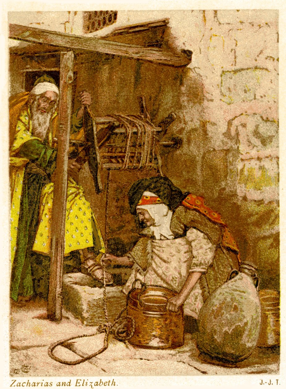 Zakariás és Erzsébet, Szent Lukács – Biblia alkotó: James Jacques Joseph after Tissot