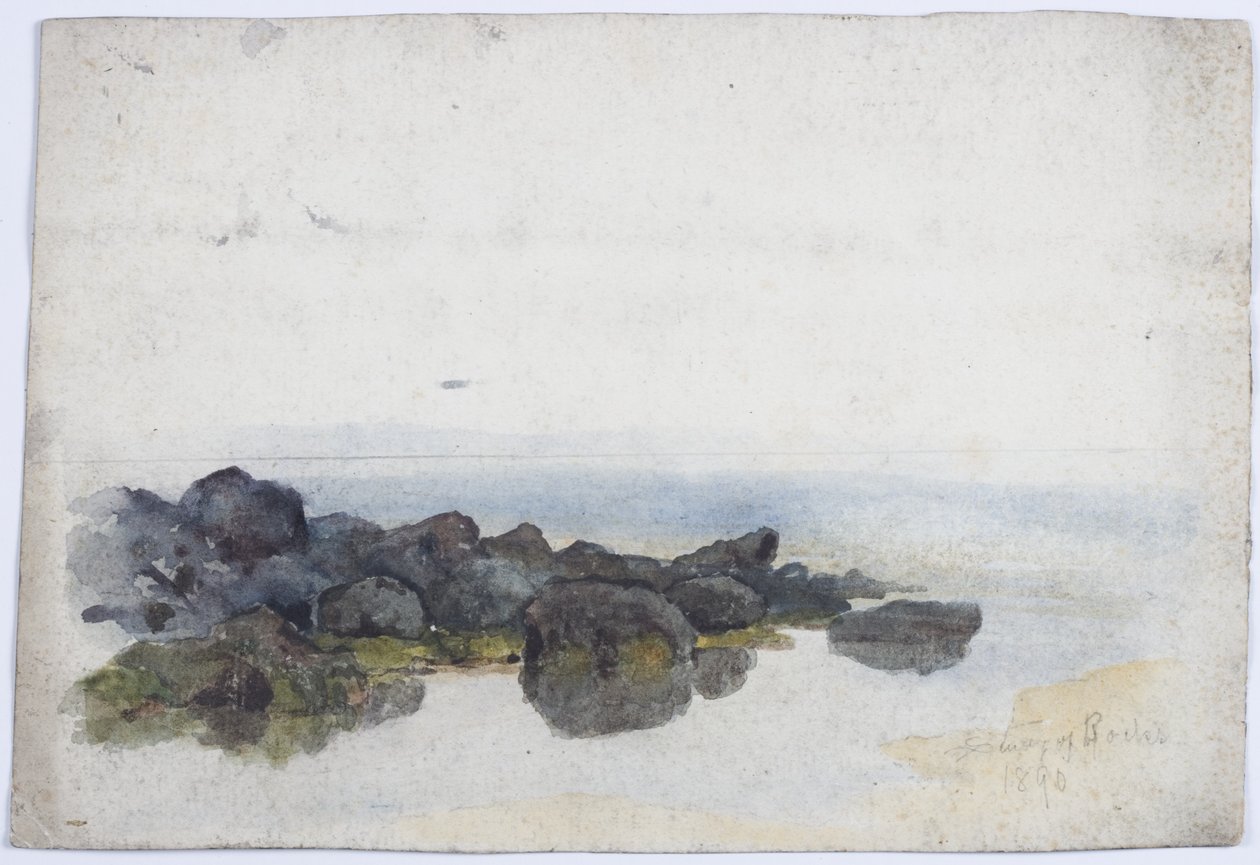 Study of Rocks (ceruza, akvarell és testfesték papíron) alkotó: James Miller Brown