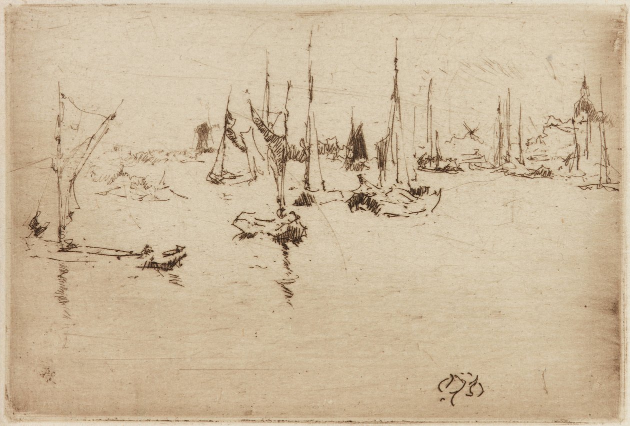 Bárkák, Dordrecht, 1884. alkotó: James Abbott McNeill Whistler
