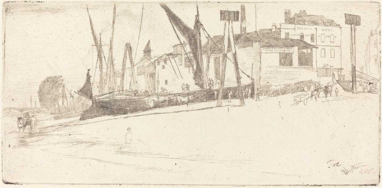 Chelsea Wharf, 1863. alkotó: James Abbott McNeill Whistler