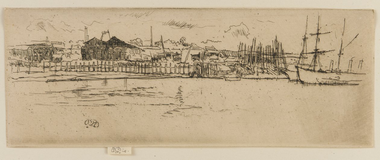 Dry Docks, Southampton, 1887. alkotó: James Abbott McNeill Whistler