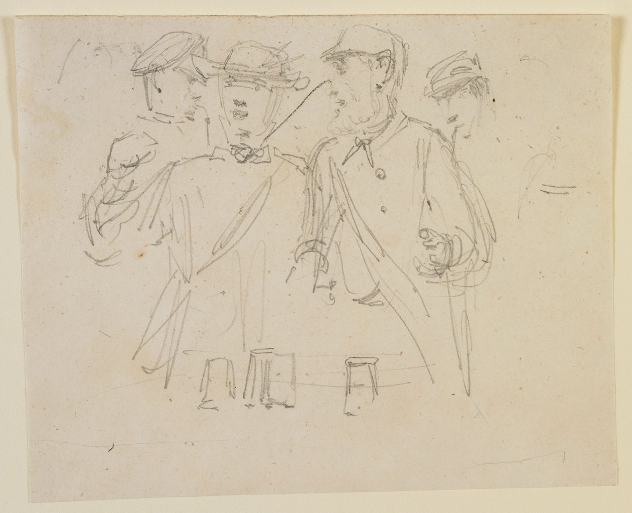 Négy emberből álló csoport, 1858. alkotó: James Abbott McNeill Whistler