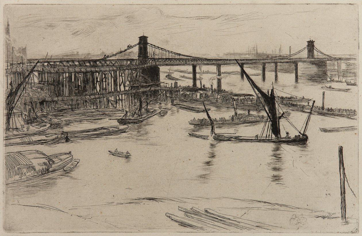 Old Hungerford Bridge, 1861. alkotó: James Abbott McNeill Whistler