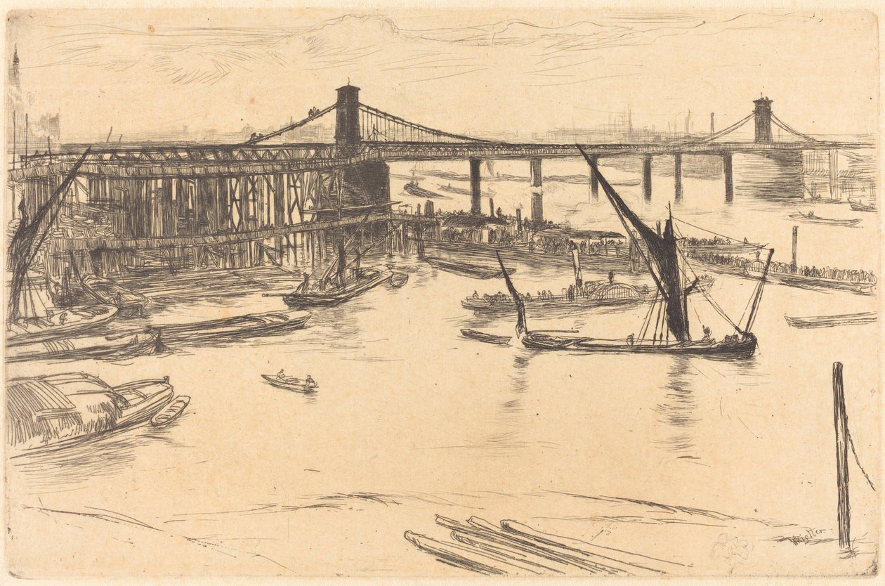 Old Hungerford Bridge, 1861. alkotó: James Abbott McNeill Whistler
