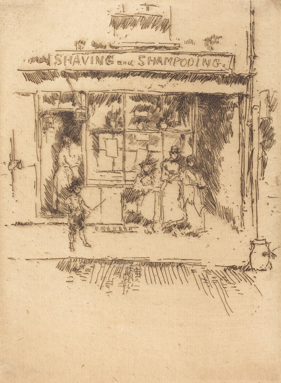 Borotválkozás és samponozás, c. 18861888. alkotó: James Abbott McNeill Whistler