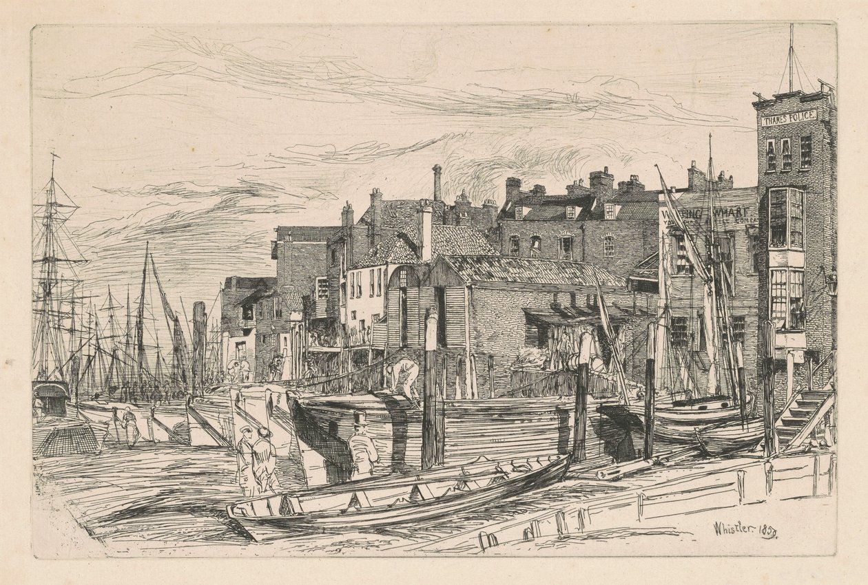Temzei rendőrség, 1859. alkotó: James Abbott McNeill Whistler
