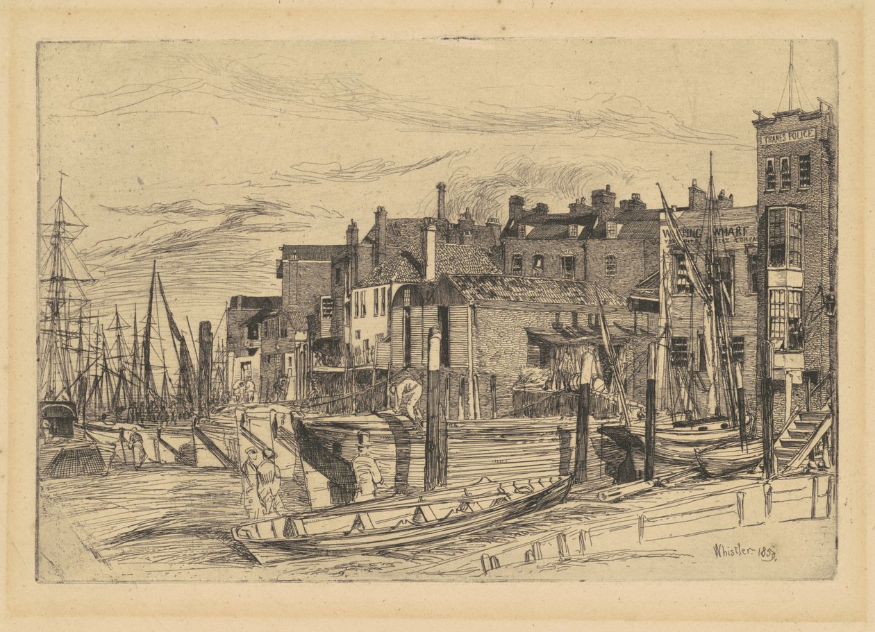 Temzei rendőrség, 1859. alkotó: James Abbott McNeill Whistler
