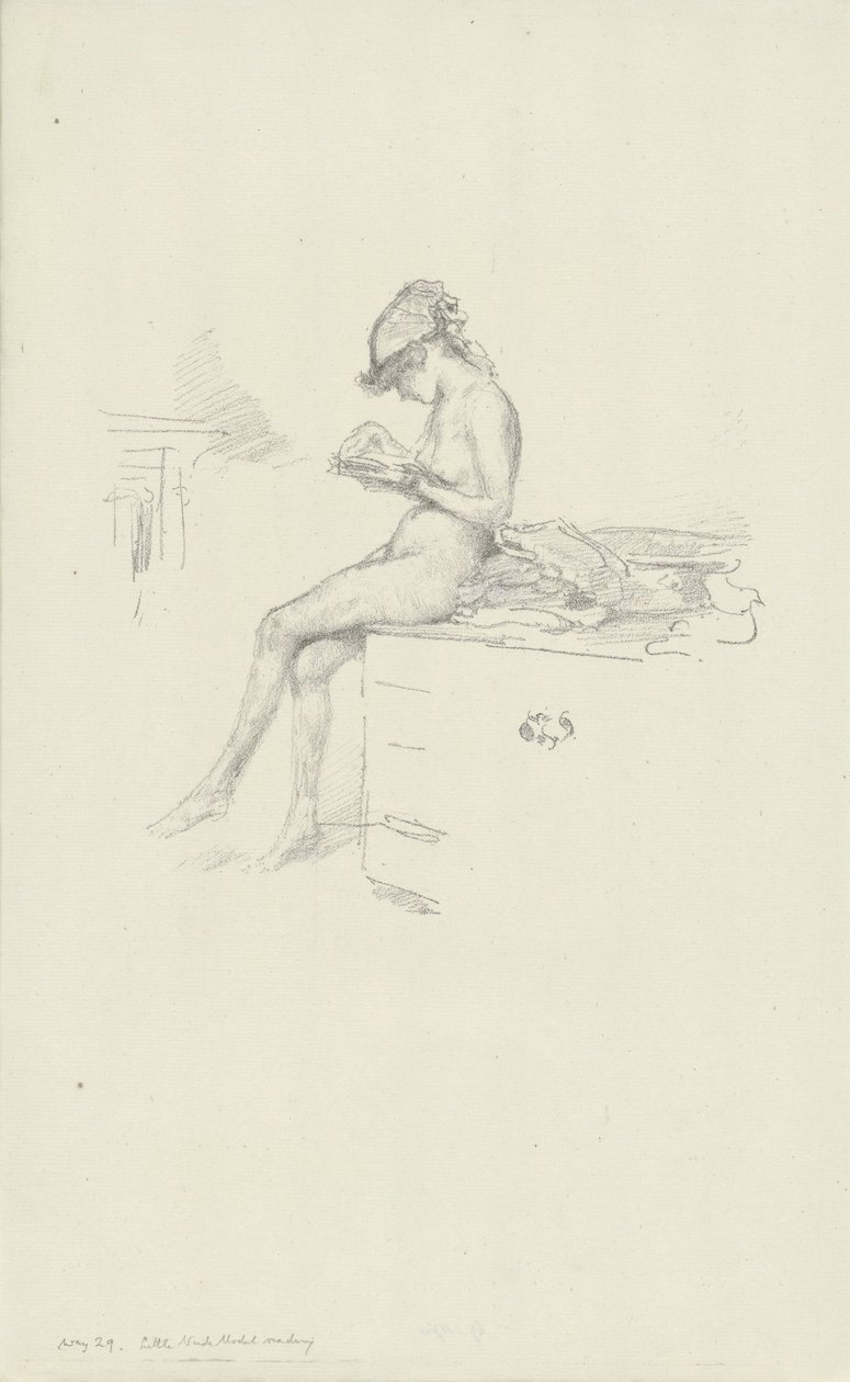 A kis aktmodell, olvasás alkotó: James Abbott McNeill Whistler