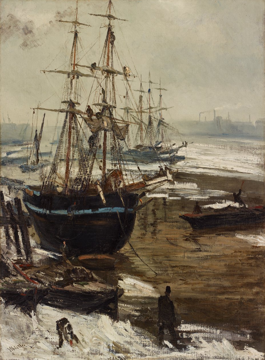 A Temze a jégben, 1860. alkotó: James Abbott McNeill Whistler