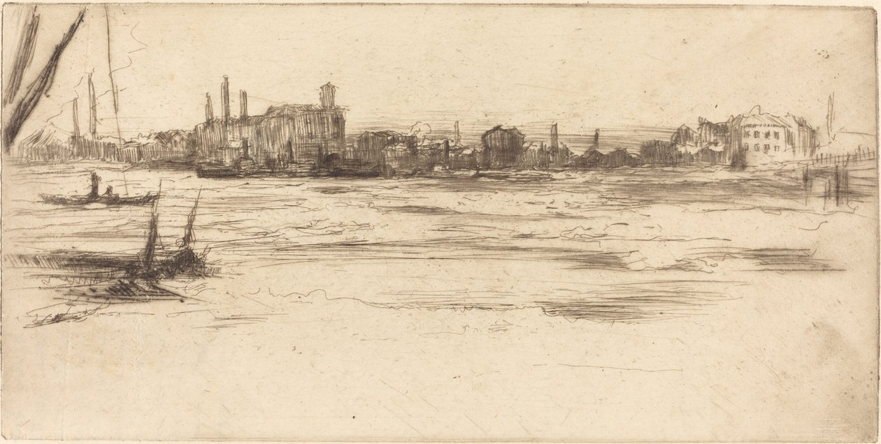 Zavaros Temze, c. 1875. alkotó: James Abbott McNeill Whistler