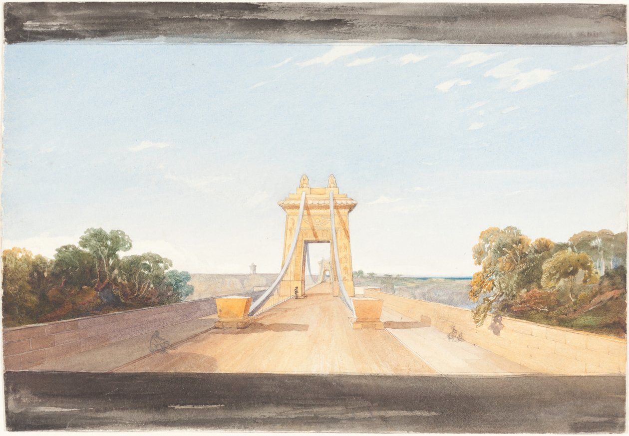 Clifton függőhíd Bristol közelében, kb. 1832. alkotó: James Bulwer